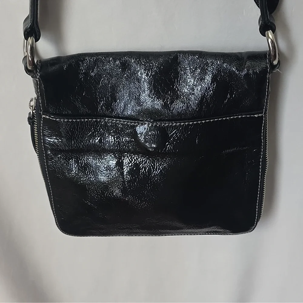 Cole Haan Women's Black Patent Crossbody Bag Adjustable Strap B29578